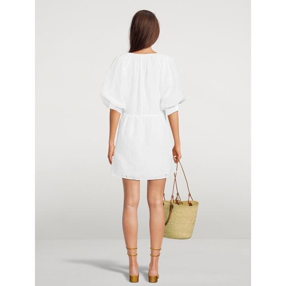 Frame Eyelet Puff Sleeve Mini Dress - Picture 9 of 12